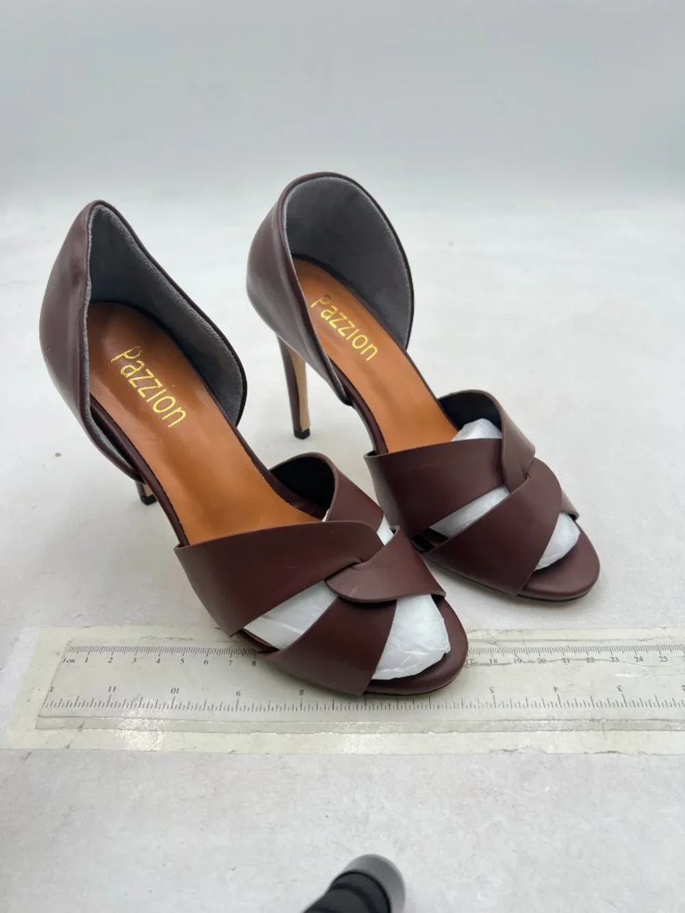 Pazzion Dark Brown Sexy Open Toe High Heel D'Orsay Pump Slip On Two Piece Sandal